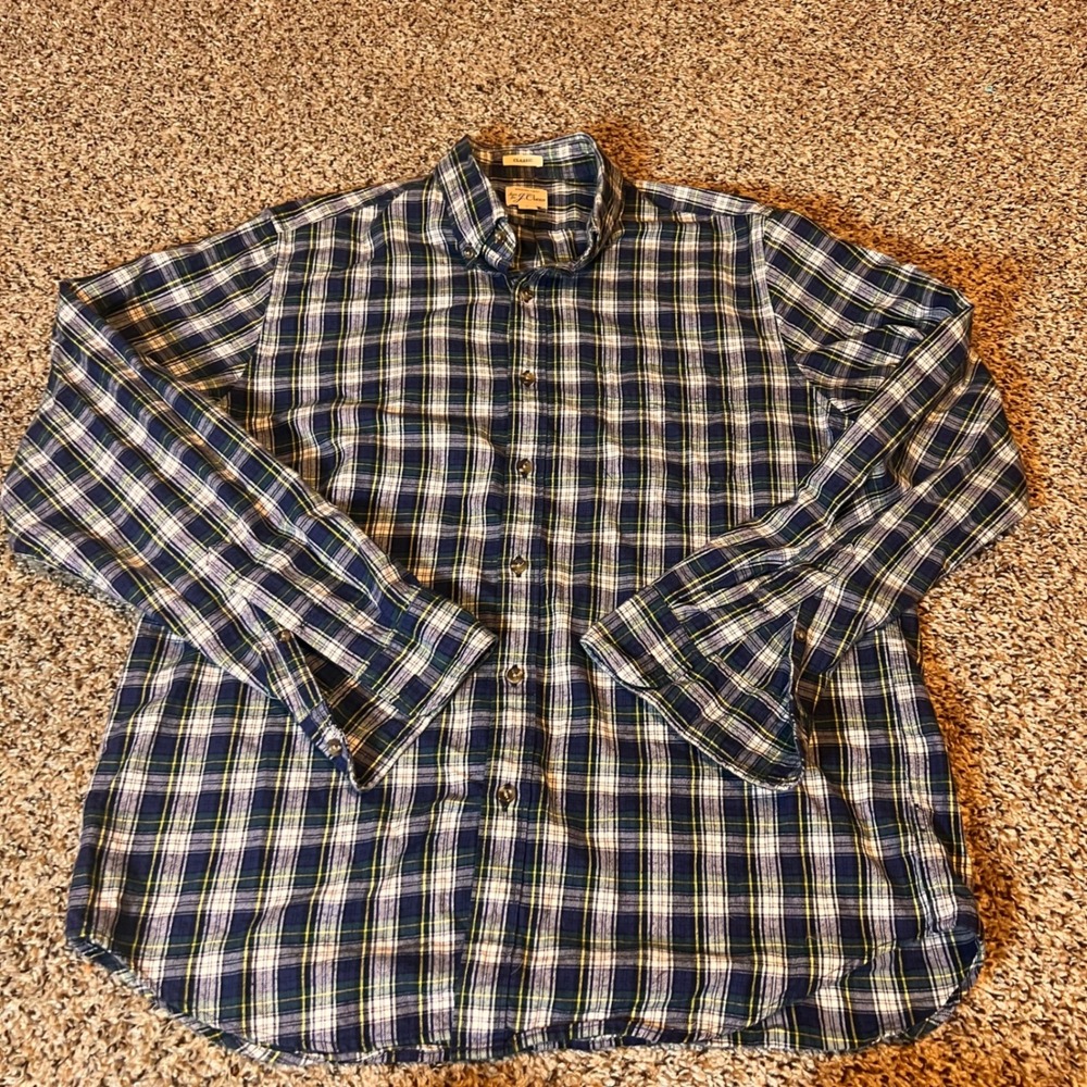 J. Crew Classic Flannel Shirt Brushed Twill Plaid Button Down Long Sleeve L